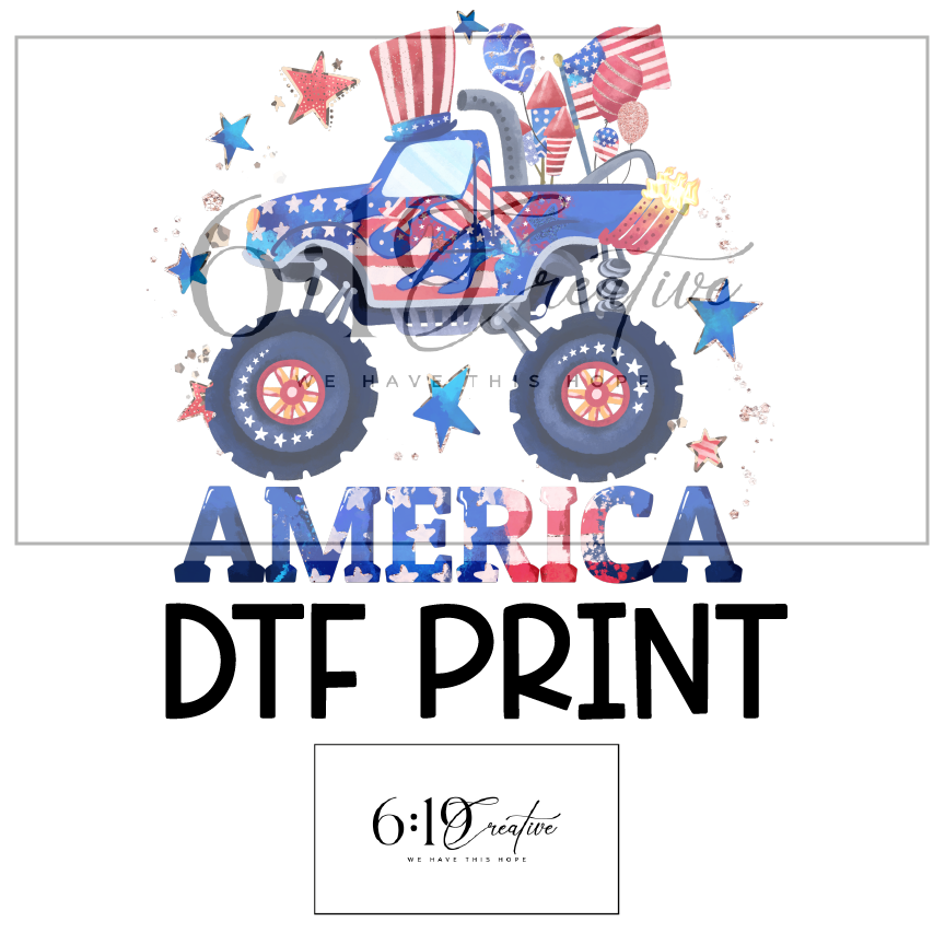 American Monster Truck DTF Print