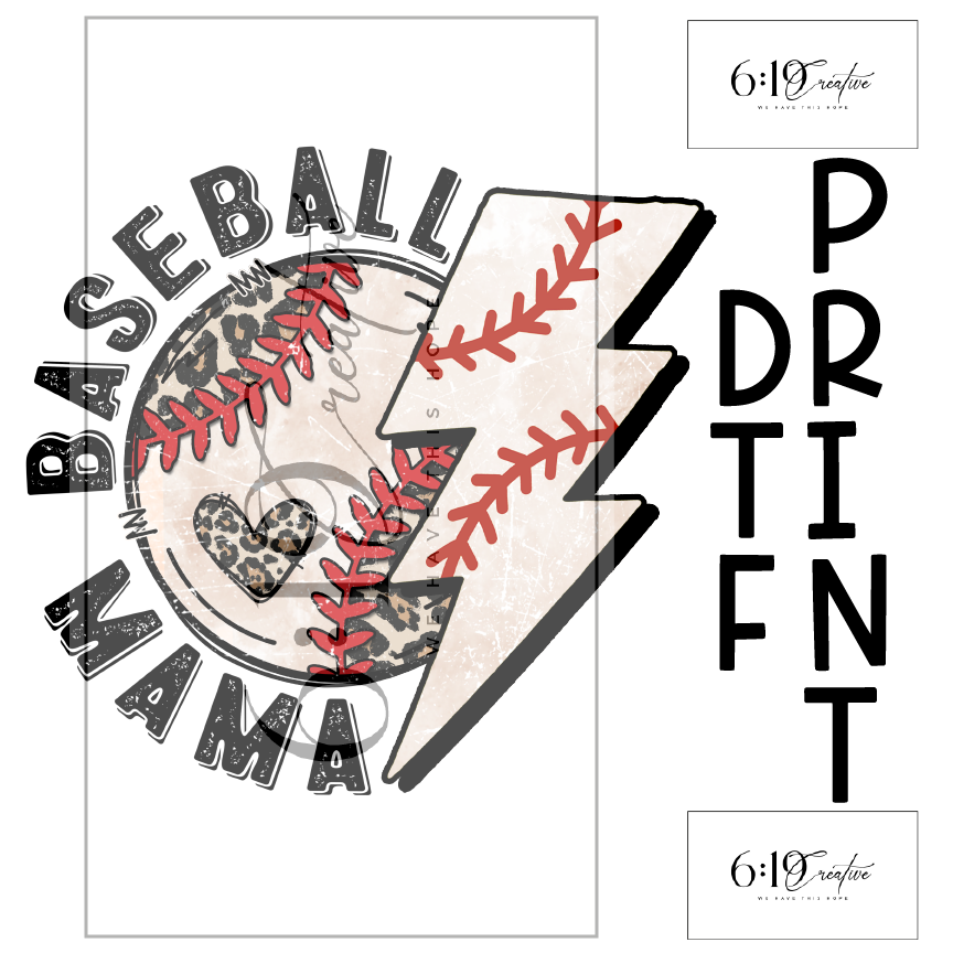 Baseball Mama Sublimation Print