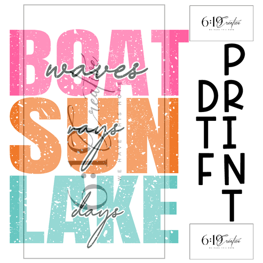 Boat Waves Lake Days DTF Print