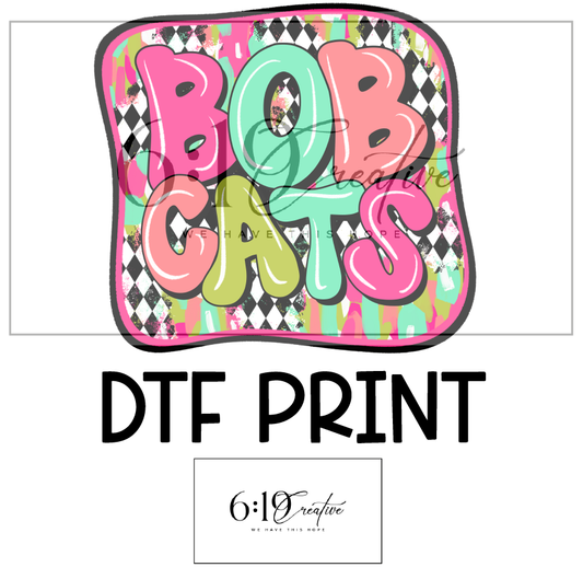 Bobcats Bright Brush Strokes DTF Print