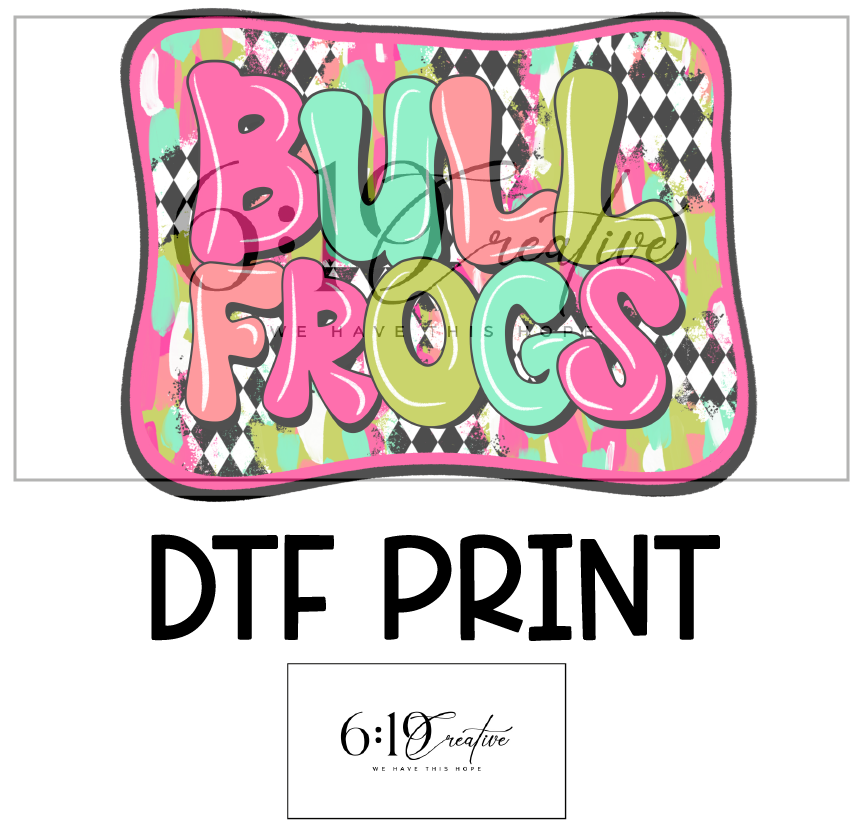 Bullfrogs Bright Brush Strokes DTF Print