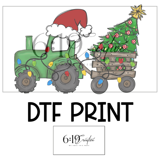 Christmas Tractor DTF Print