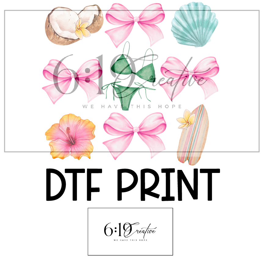 Coconuts, Bows, Shells and Suits DTF Print