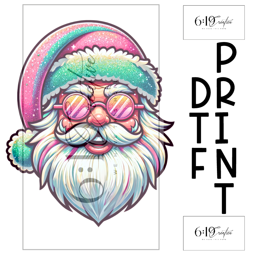 Colorful Santa DTF Print