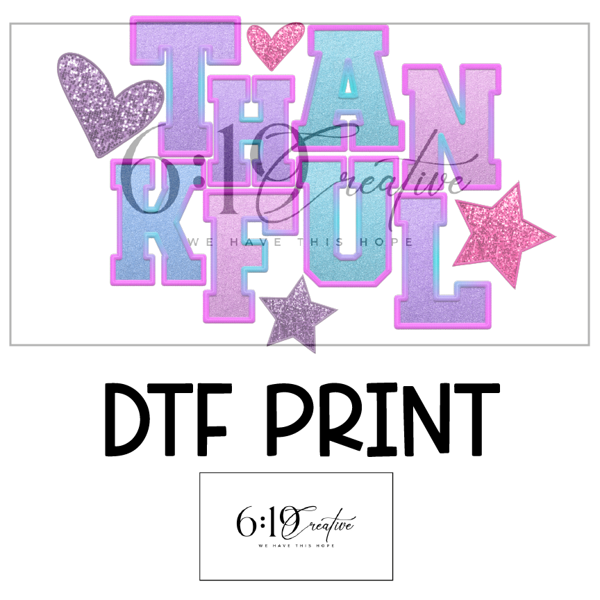 Colorful Thankful DTF Print