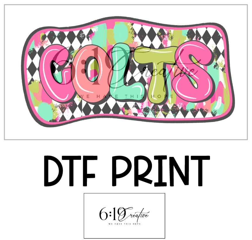 Colts Bright Brush Strokes DTF Print