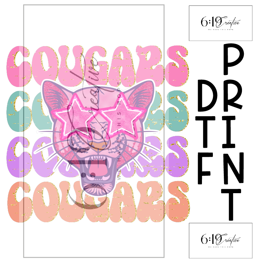 Cougars Preppy Mascot DTF Print