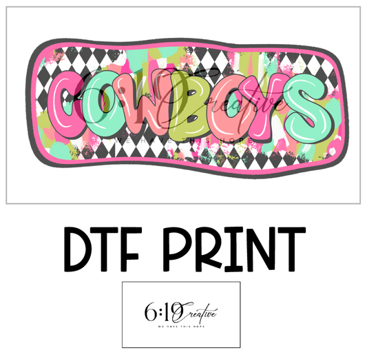 Cowboys Bright Brush Strokes DTF Print