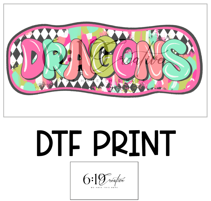 Dragons Bright Brush Strokes DTF Print