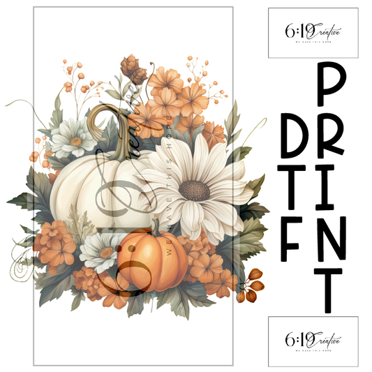 Fall Pumpkins and Flowers DTF Print