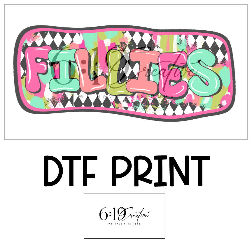 Fillies Bright Brush Strokes DTF Print