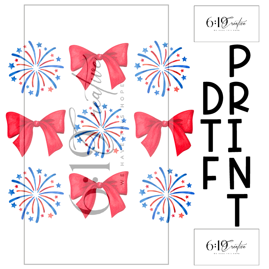 Fireworks and Bows DTF Print