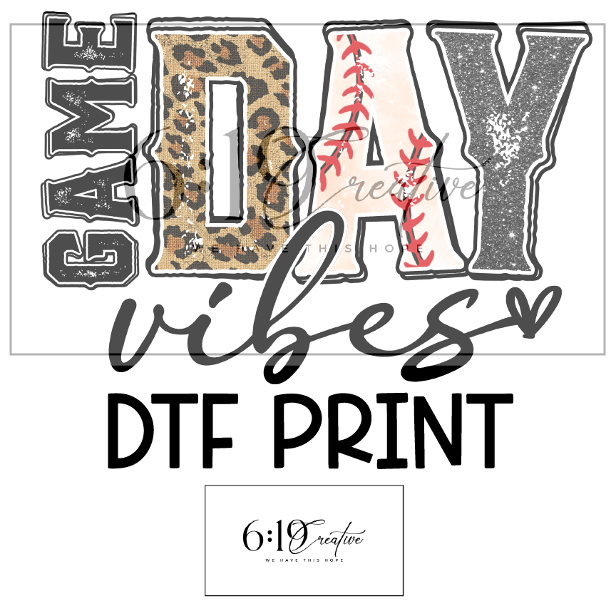 Baseball Game Day Vibes DTF Print