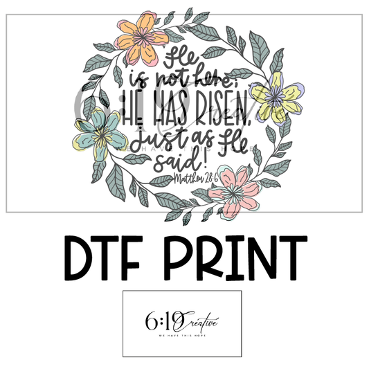 He Is Risen Wreath Sublimation Print