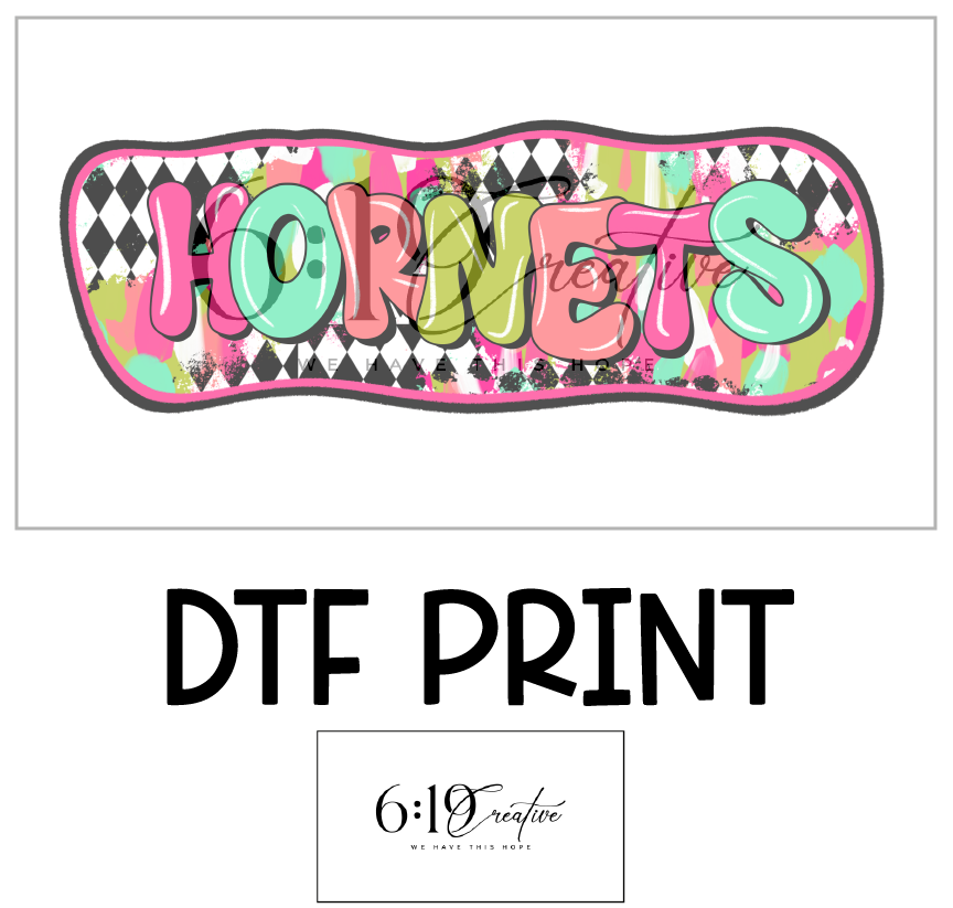 Hornets Bright Brush Strokes DTF Print