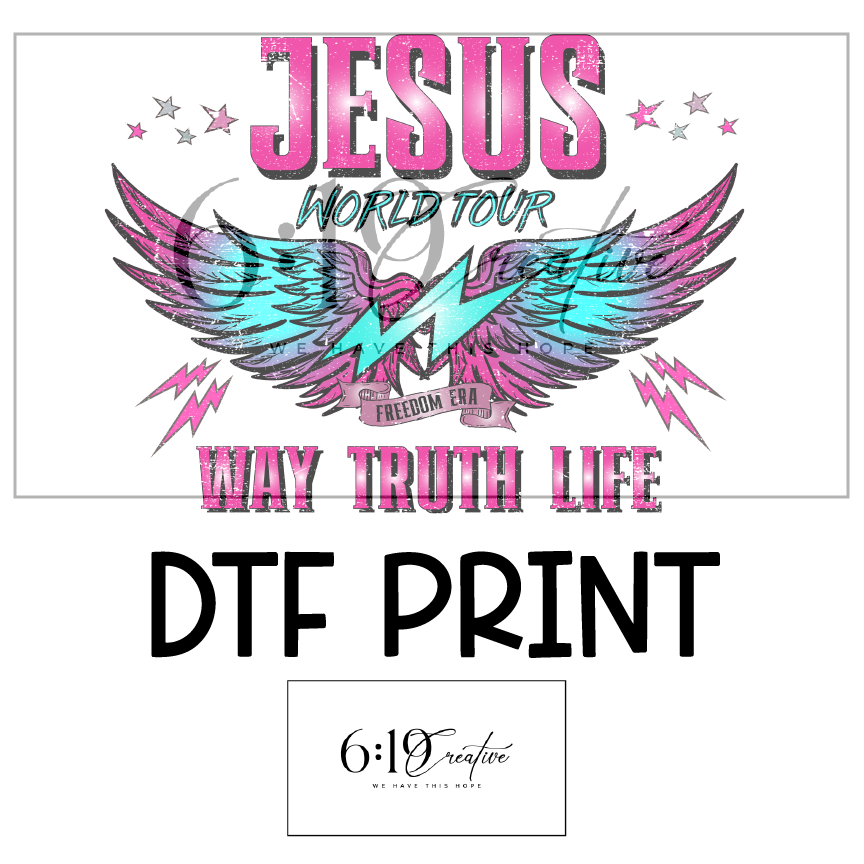 Jesus World Tour Pink Wings Sublimation Print