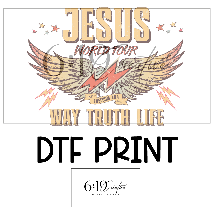 Jesus World Tour Yellow Wings Sublimation Print