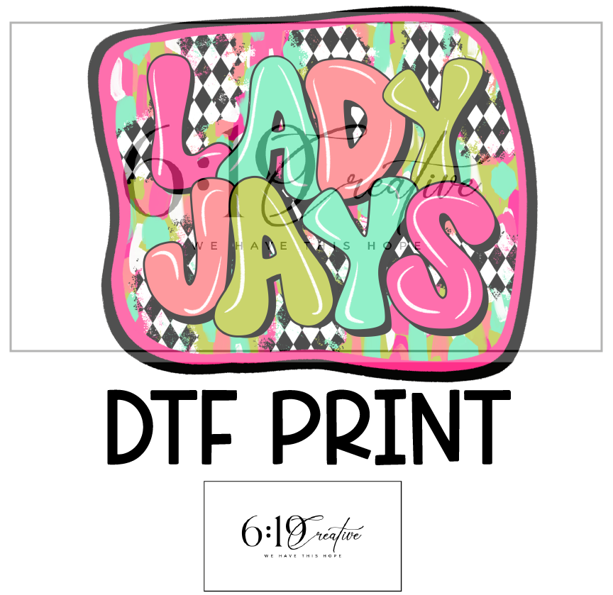 Lady Jays Bright Brush Strokes DTF Print