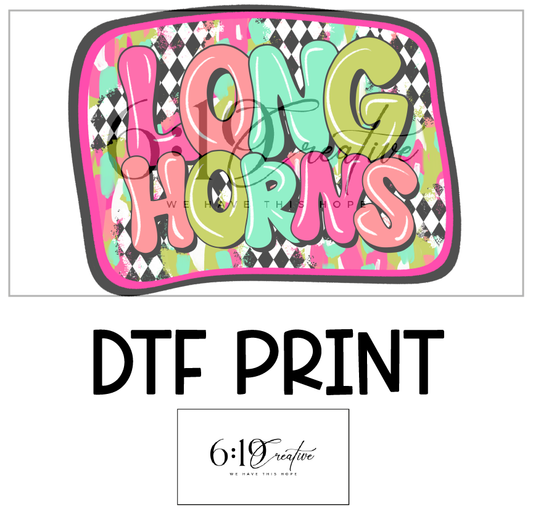 Longhorns Bright Brush Strokes DTF Print