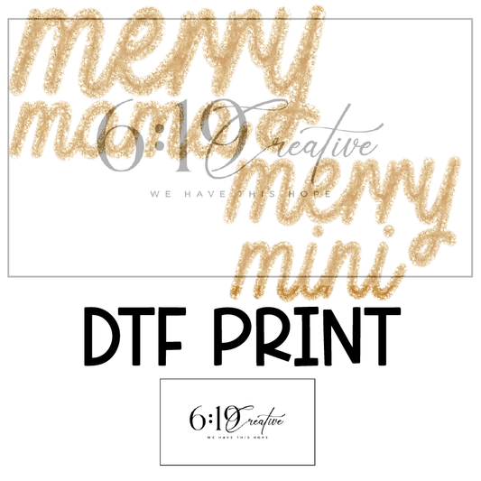 Merry Mini Gold DTF Print