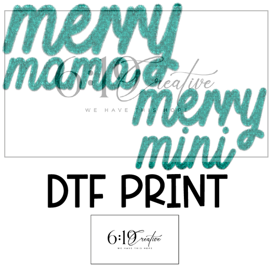 Merry Mini Teal DTF Print