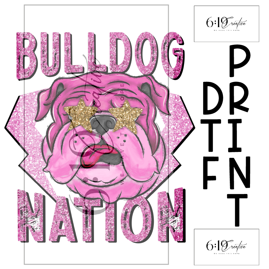 Pink Bulldog Nation Mascot DTF Print