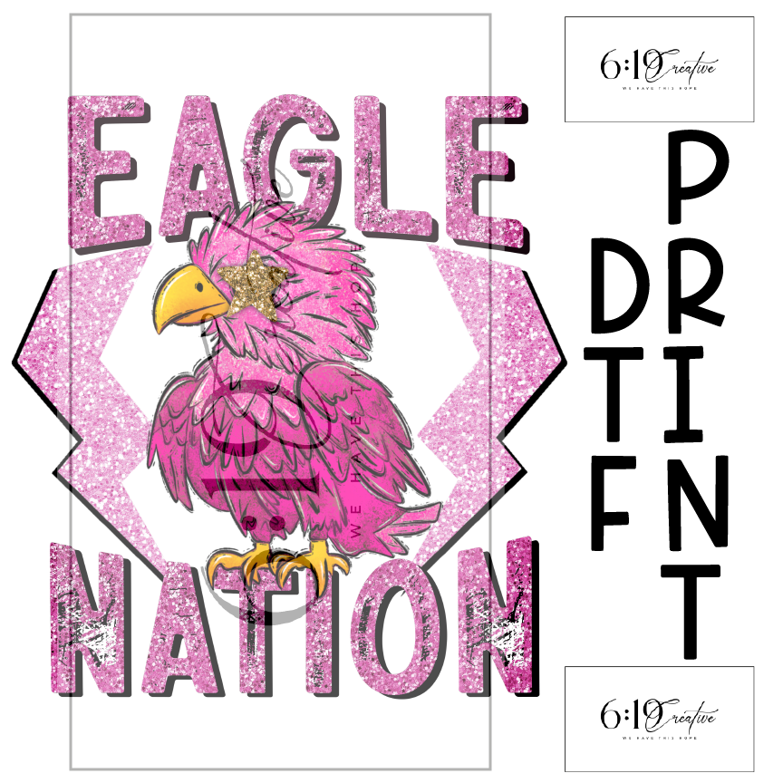 Pink Eagle Nation Mascot DTF Print