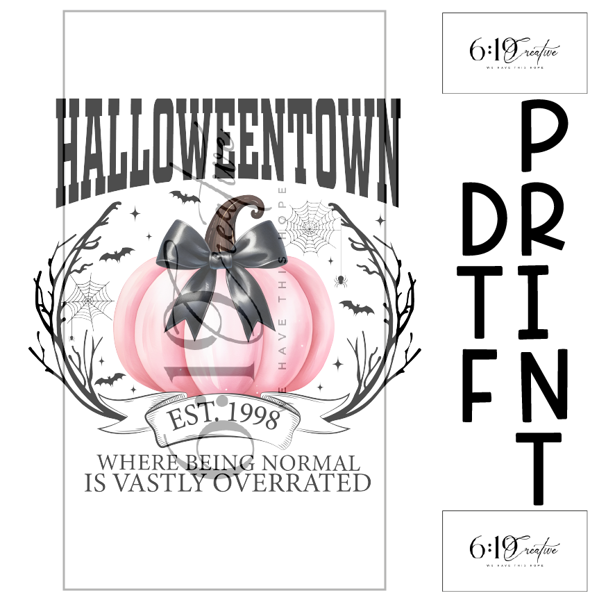 Pink Halloween Town DTF Print