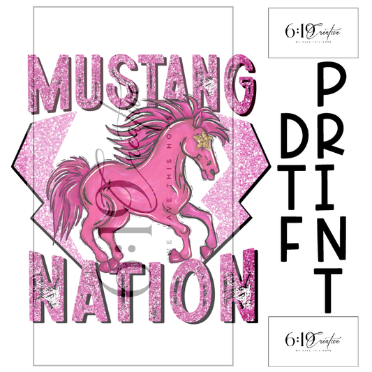 Pink Mustang Nation Mascot DTF Print