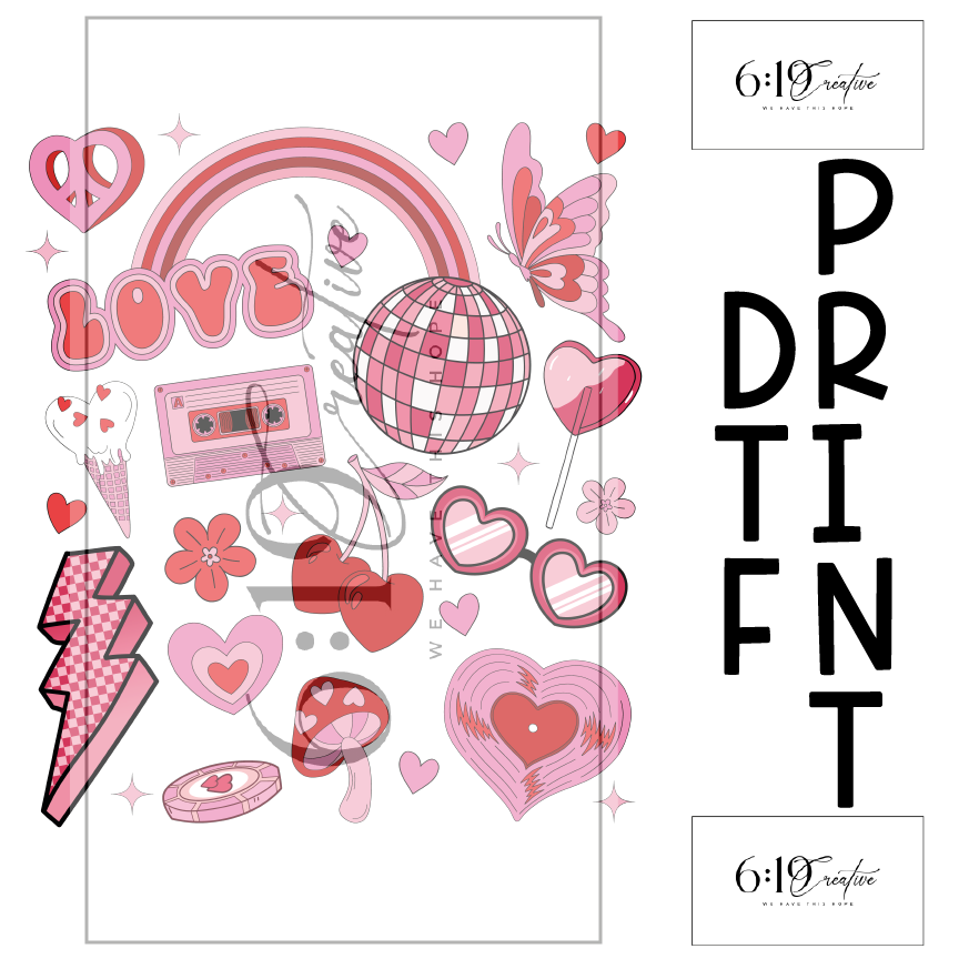 Pink Retro Valentine Sublimation Print