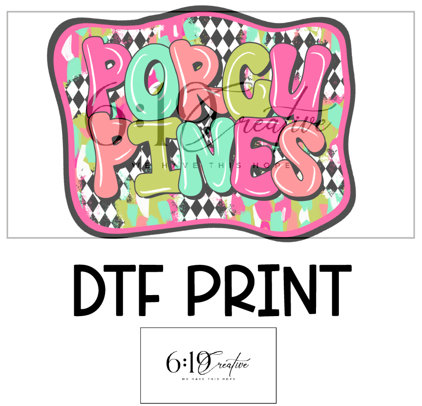 Porcupines Bright Brush Strokes DTF Print