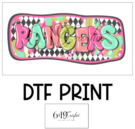 Rangers Bright Brush Strokes DTF Print