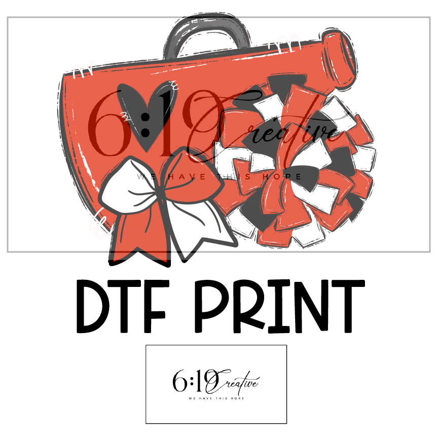 Red, White and Black Cheer DTF Print