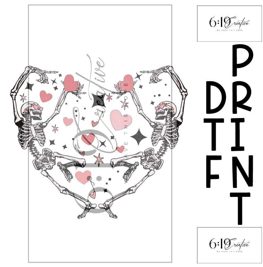 Skeleton Heart Sublimation Print