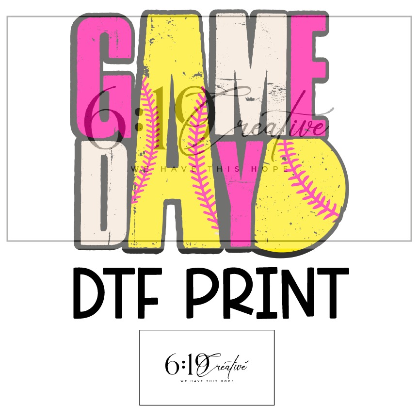 Softball Game Day Neon Pink Sublimation Print