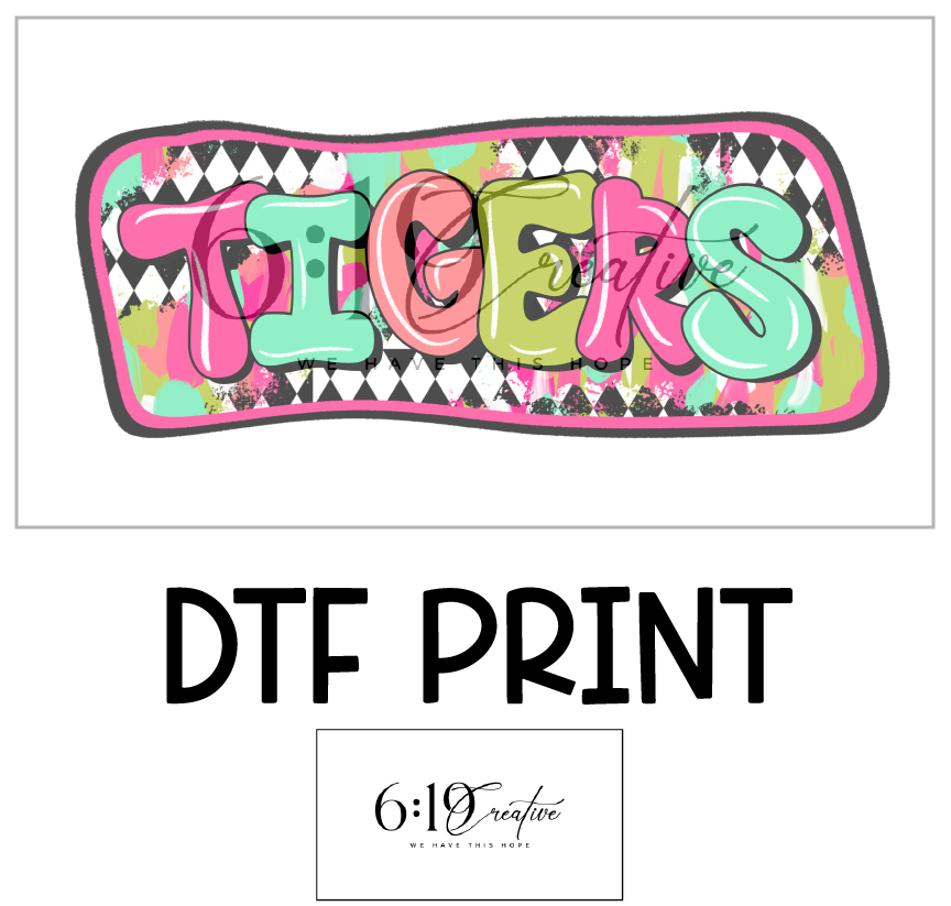 Tigers Bright Brush Strokes DTF Print