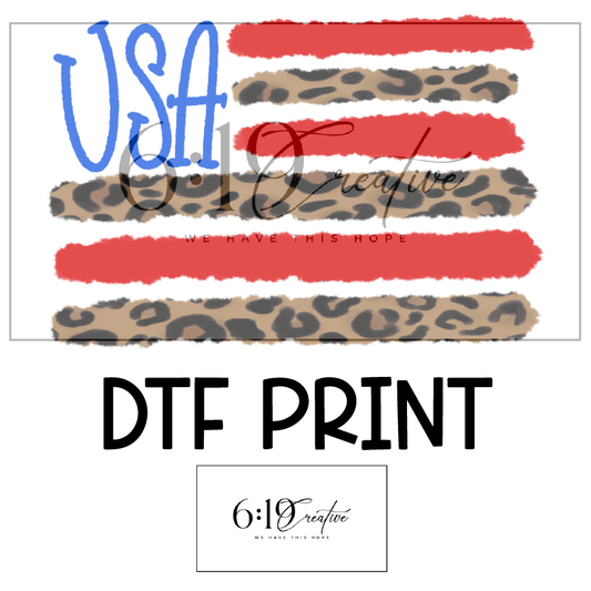 USA Leopard Flag DTF Print