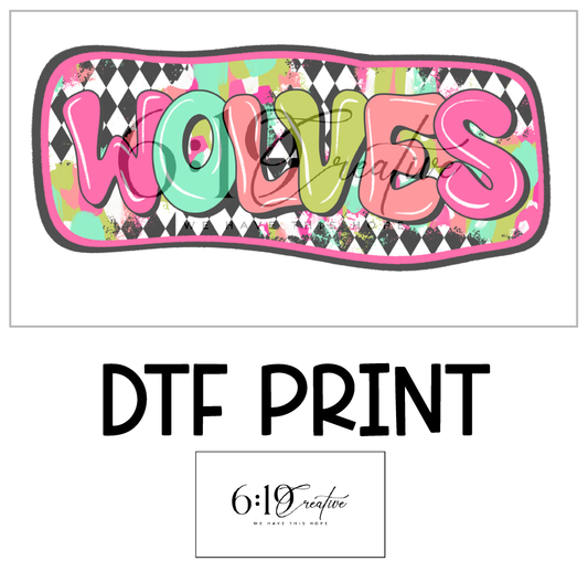 Wolves Bright Brush Strokes DTF Print